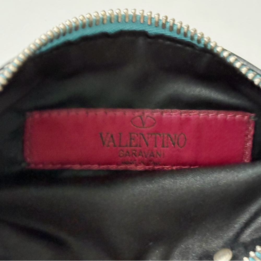 VALENTINO Garavani Rockstud Blue Zip Pouch Bag - Picture 5 of 5